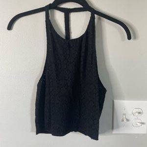 Small black lace open back zara tank top